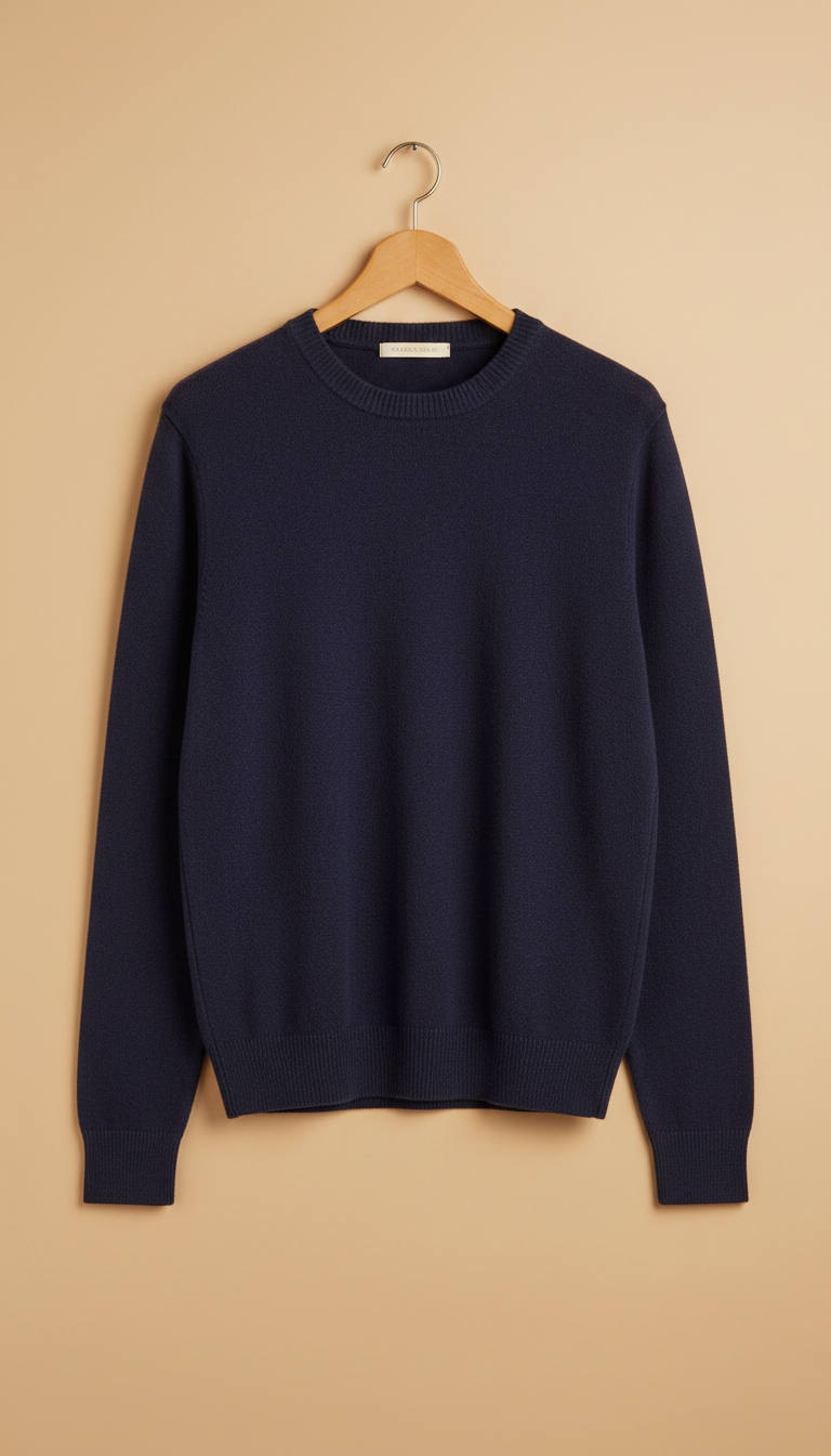 Navy Merino Knit Pullover